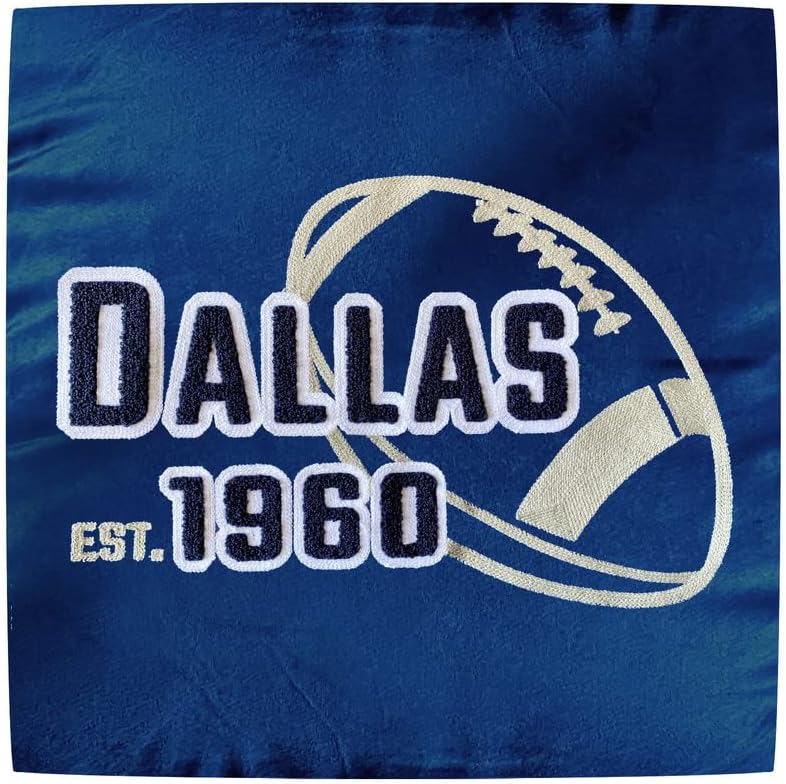 CLORURBANLIVE Dallas Full Embroidery Pillow Cover Outdoor Sports Decorative Pillow Covers for Home Bedroom Living Room Boys Room Decor Gift Pillowcase Square Cushion Covers - Navy 18X18 image 5