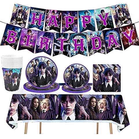 Addams Geburtstags Dekoration, 52 Stück Wednesday Addams Geburtstag Dekorationen Cover
