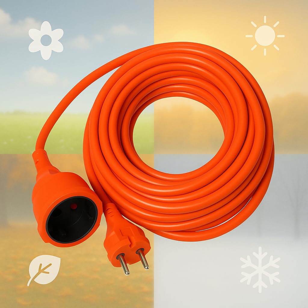 Rallonge Rallonge Enroulée, Câble 2x1mm², 30m, SCHUKO, 1 Prise, Protection IP44, pour Maison, Jardin, Garage et Atelier | Multi-Saisons et Robuste