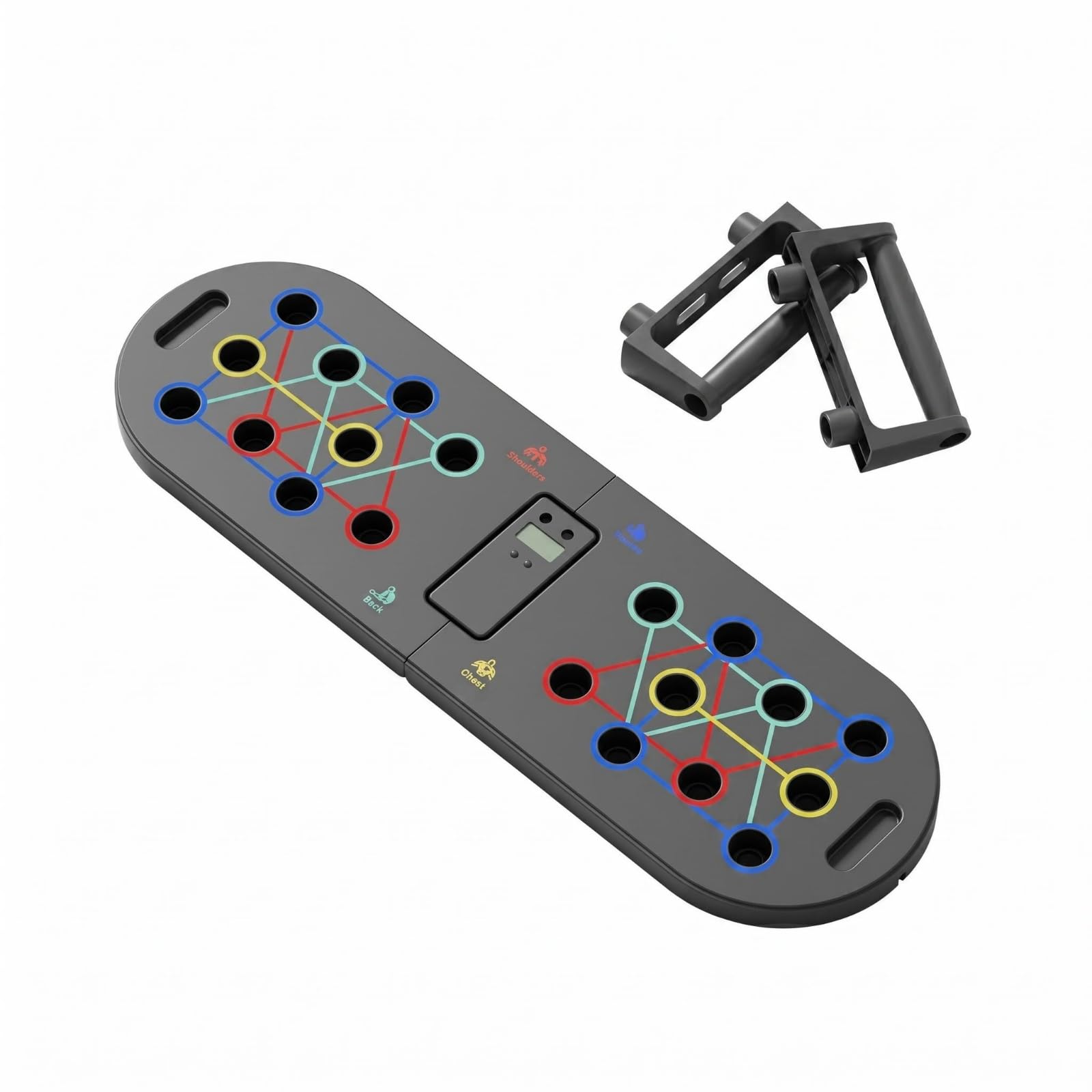 Removable Handles Color Coded Push up Board Marked Zones Push-up Training Board Slim Fitness Gear Carry Slots for Floor Exercises, Upgraded-image-43