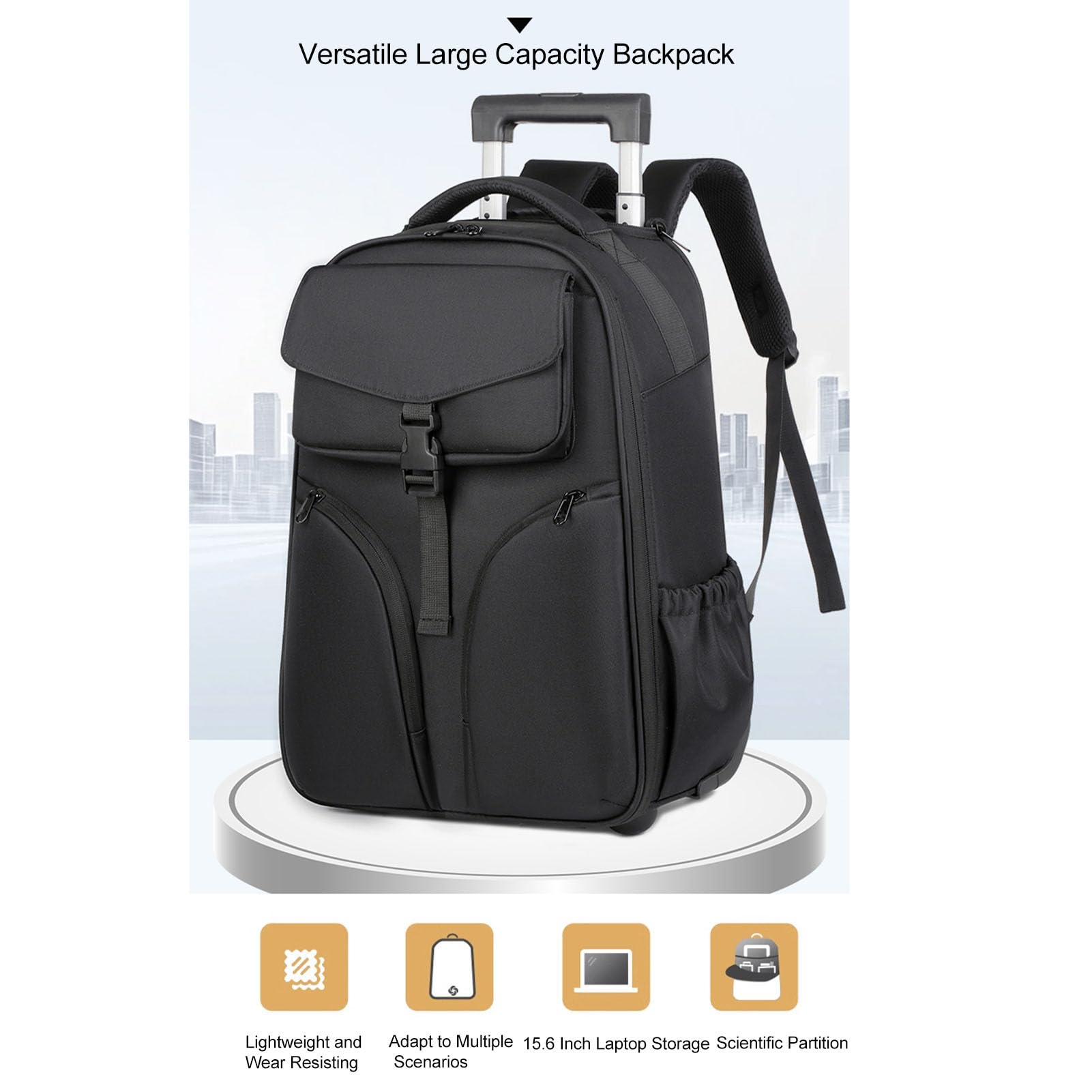 Rolling Backpack, 30L Travel Plecak z Kółkami, Kompresja Próżniowa, Plecak z Plecakiem Wózka do Biznesu i Podróży podróżą