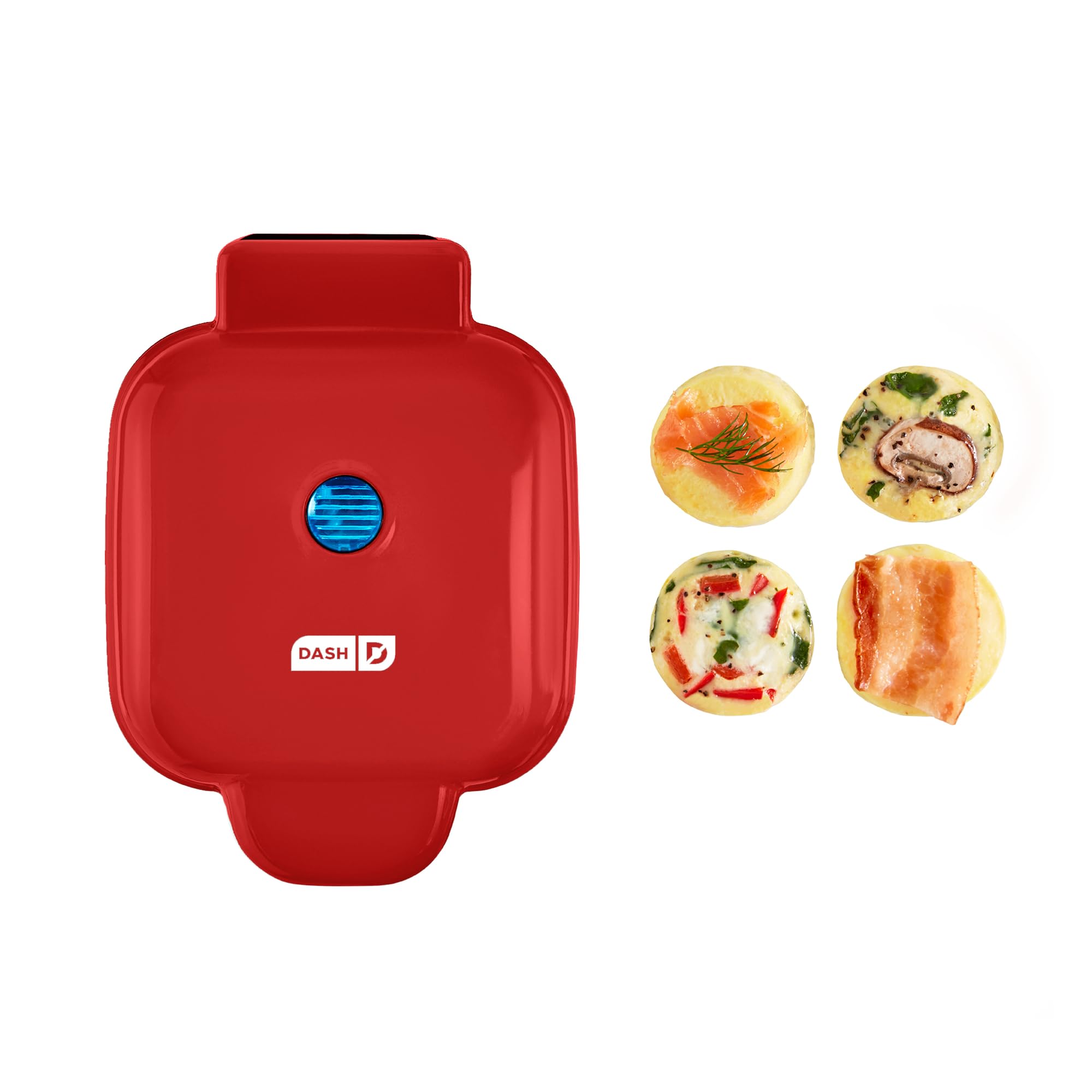Dash Deluxe Egg Bite Maker - Electric Egg Bite Maker for Healthy Protein Snacks - Quick Cleanup, Space-Saving Design & Non-Slip Feet - 4 Servings, Red