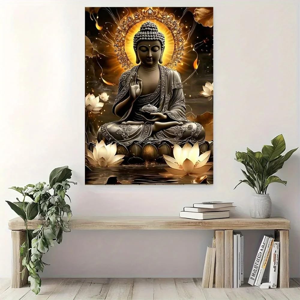LTjiajuypd Buddha'S Serenity Spiritual Canvas Prints Wall Art Vintage Classic Decor For Home, Office Bars(60x90cm)