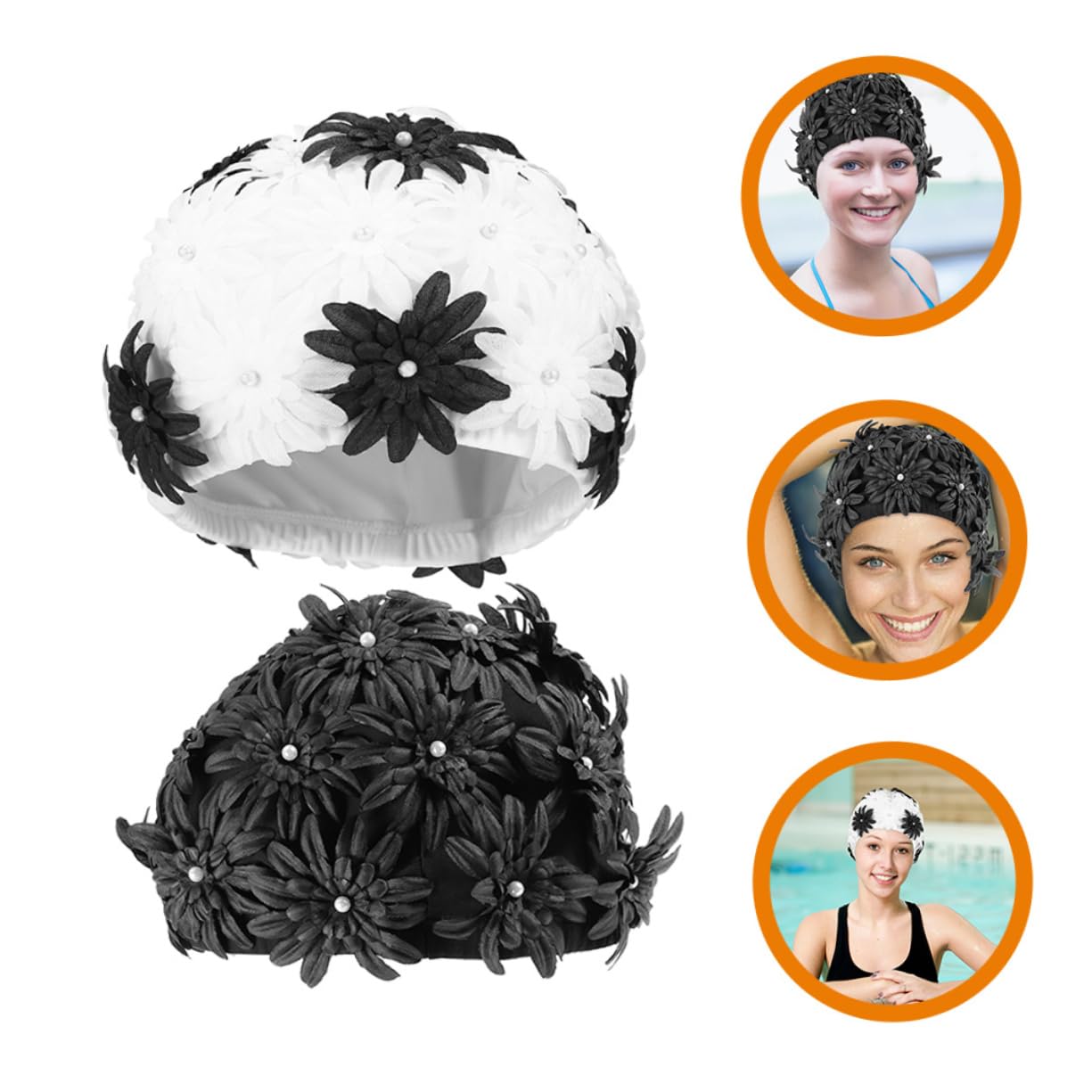 NOLITOY 2 Piezas Gorro De Baño Adulto Gorro De Baño para Mujer Pelo Largo Gorro De Baño Mujer Gorro De Baño De Pelo Largo Gorra Europeo y Americano De Las Mujeres Gorro De Natación Brocado