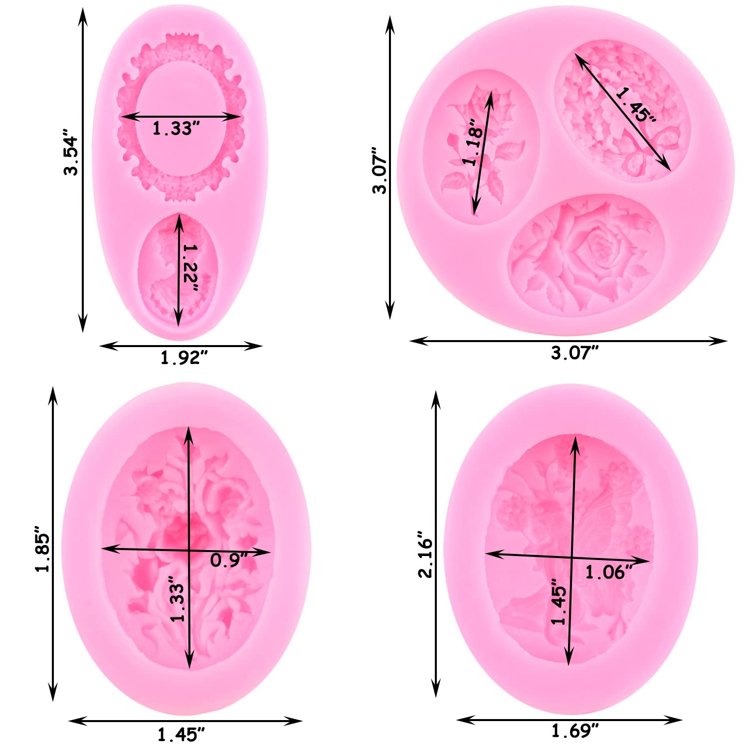 Zixiang Juego de 4 moldes de silicona para decoración de pasteles, chocolate, caramelos, arcilla polimérica, diseño de hada y rosas