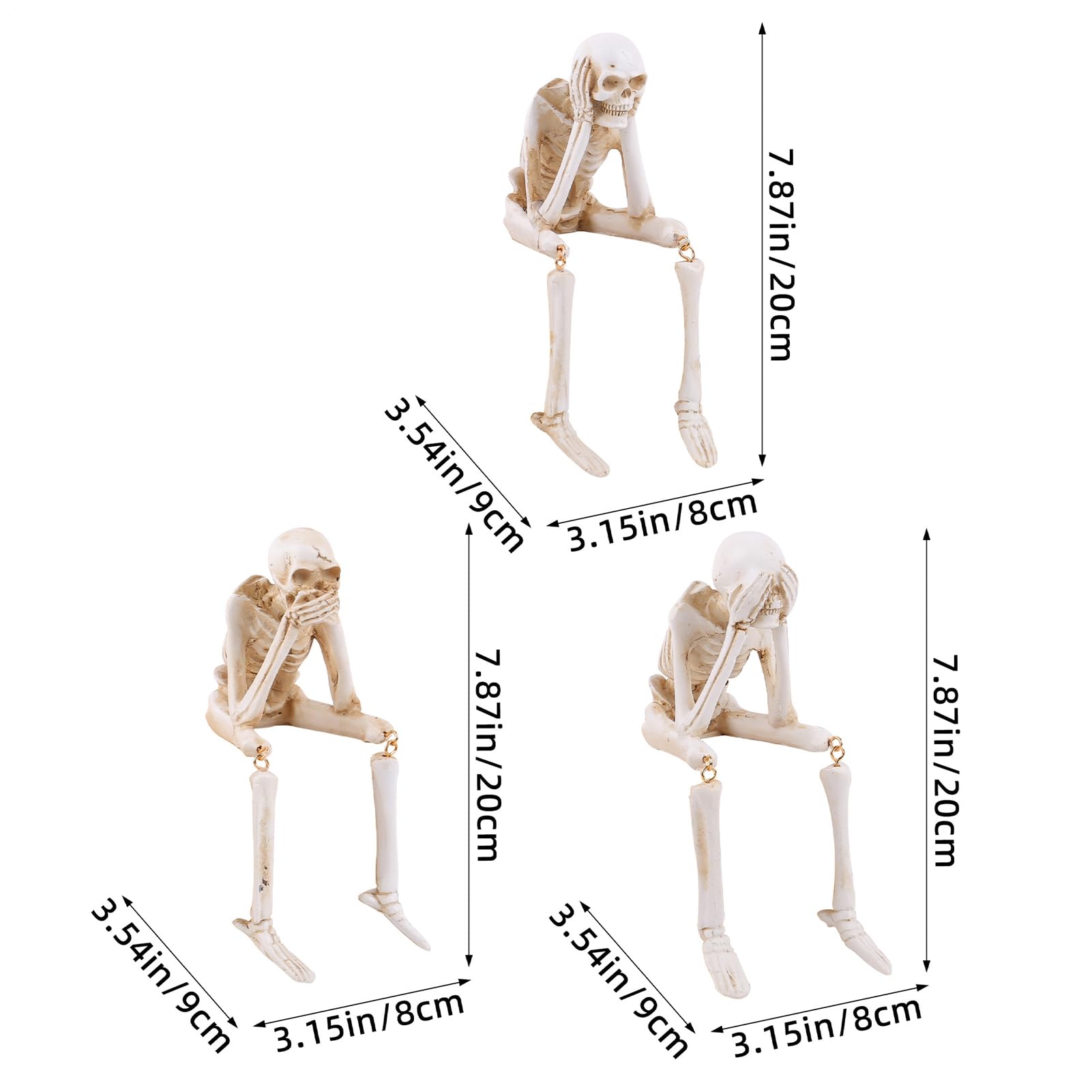 Esqueleto del Halloween 3 Figuras Sentadas Realistas