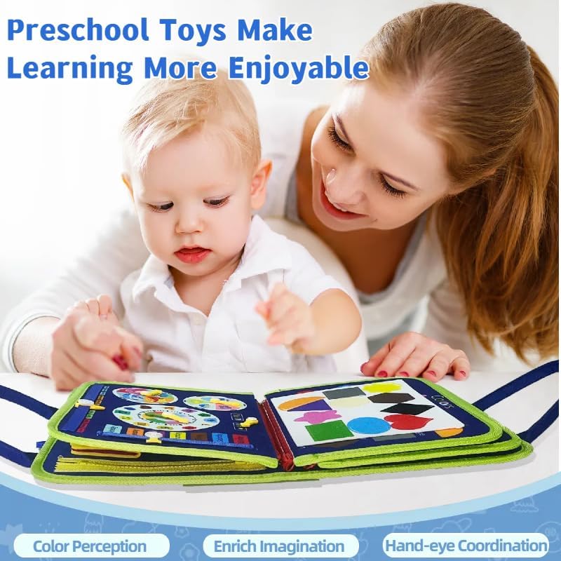 Miniatura 5 de Busy Board - Juguetes Montessori para niños pequeños, 10 páginas, juguetes Montessori, libro ocupado para niños de 1, 2, 3, 4 años, aprendizaje