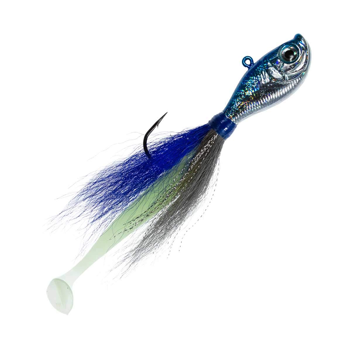 Charlie's Worms Dipper Holographic Bucktail Fishing Lure – Premium Hair Jig for Saltwater & Freshwater Fishing – 3D Holographic Eye, Glow in The Dark