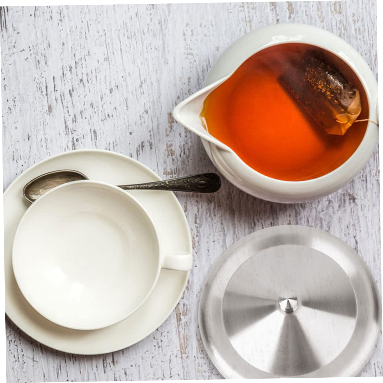 CIYODO Practical Stainless Steel Cup Cover Lids Round Cup Lids for Mugs Wine Glasses Bowls Safe Material Prevent Spill Small Handle for Easy Removal