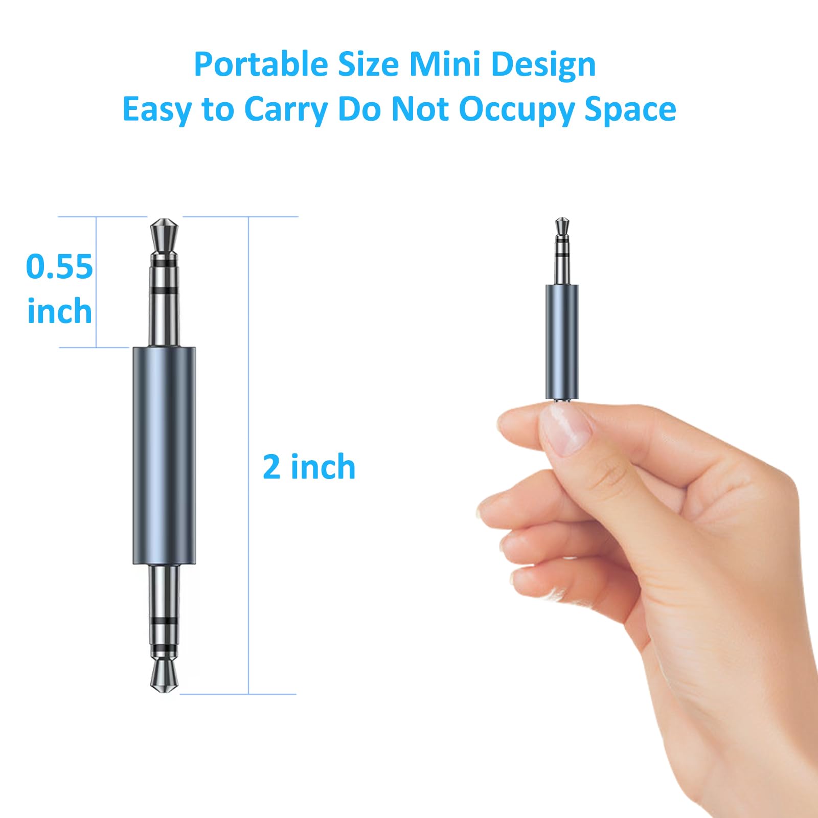 KAIY Adattatore audio da maschio a maschio da 3,5 mm, accoppiatore stereo da 3,5 mm, jack stereo TRS AUX da 1/8", compatibile con apparecchiature audio AUX per auto, laptop, MP3, TV in miniatura