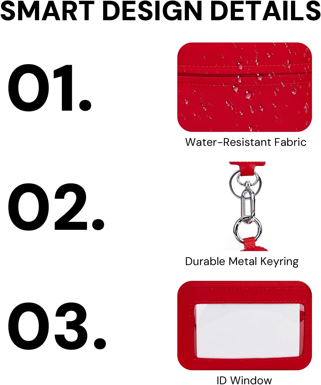 Keychain Wallet for Women Mini Zip Wristlet Wallets with ID Window, Small Coin Purse Keychain Card Holder Organizer, Detachable Strap Gifts for Women, Red - Image 8