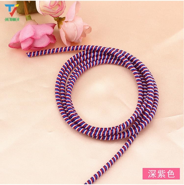 Image of J'TTON Spiral Triple Color (2 Pcs) 1.4 Meters Each-Full Size Cable Cord Charger Protector Saver Winder for iPhone & Android Charging Cables (Purple)