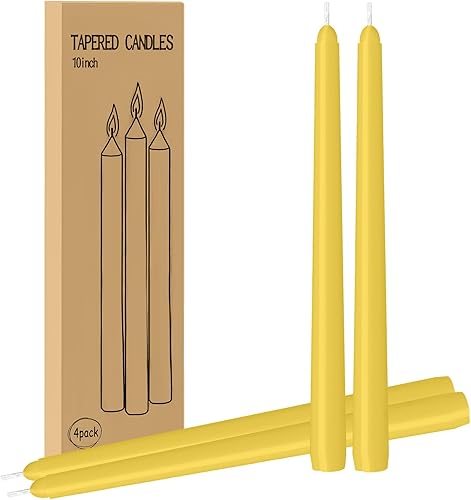 Miniatura 88 de Paquete de 4 velas cónicas naranjas de 10 pulgadas, sin goteo, sin humo y sin perfume, 8 horas de combustión, ideales para bodas, cenas y decoración