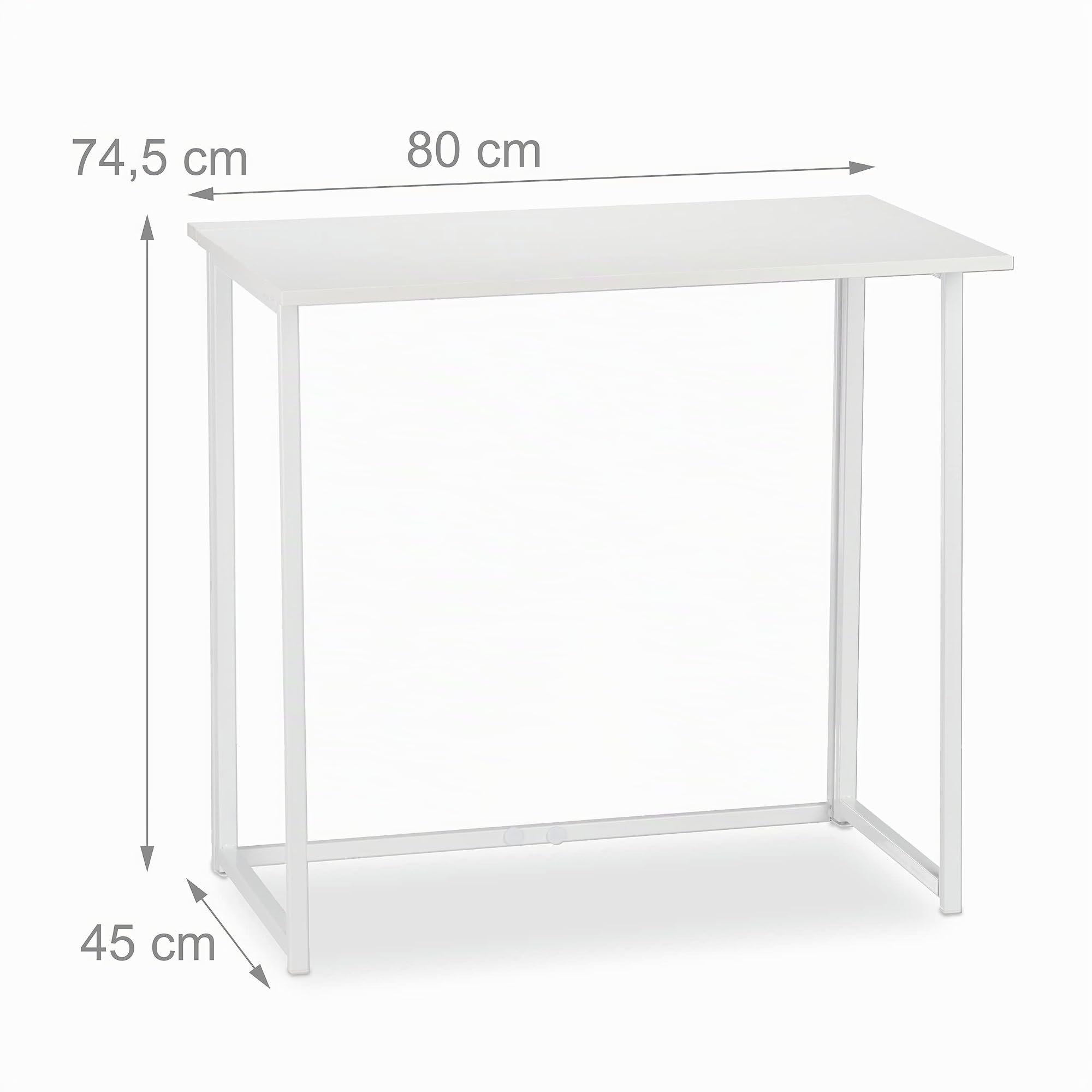 Relaxdays Schreibtisch klappbar, platzsparender Bürotisch zum Klappen, Home Office, Jugendzimmer, 74,5 x 80 x 45cm, weiß