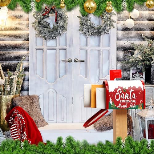 Tandefio Christmas Santa Magnetic Mailbox Cover 21 x 18 Inch Standard Size Mailbox Wrap Decorative Red Post Letter Box Cover for Xmas Holiday Winter Garden Outdoor Decorations, Express Mail North Pole by Tandefio - Image 7