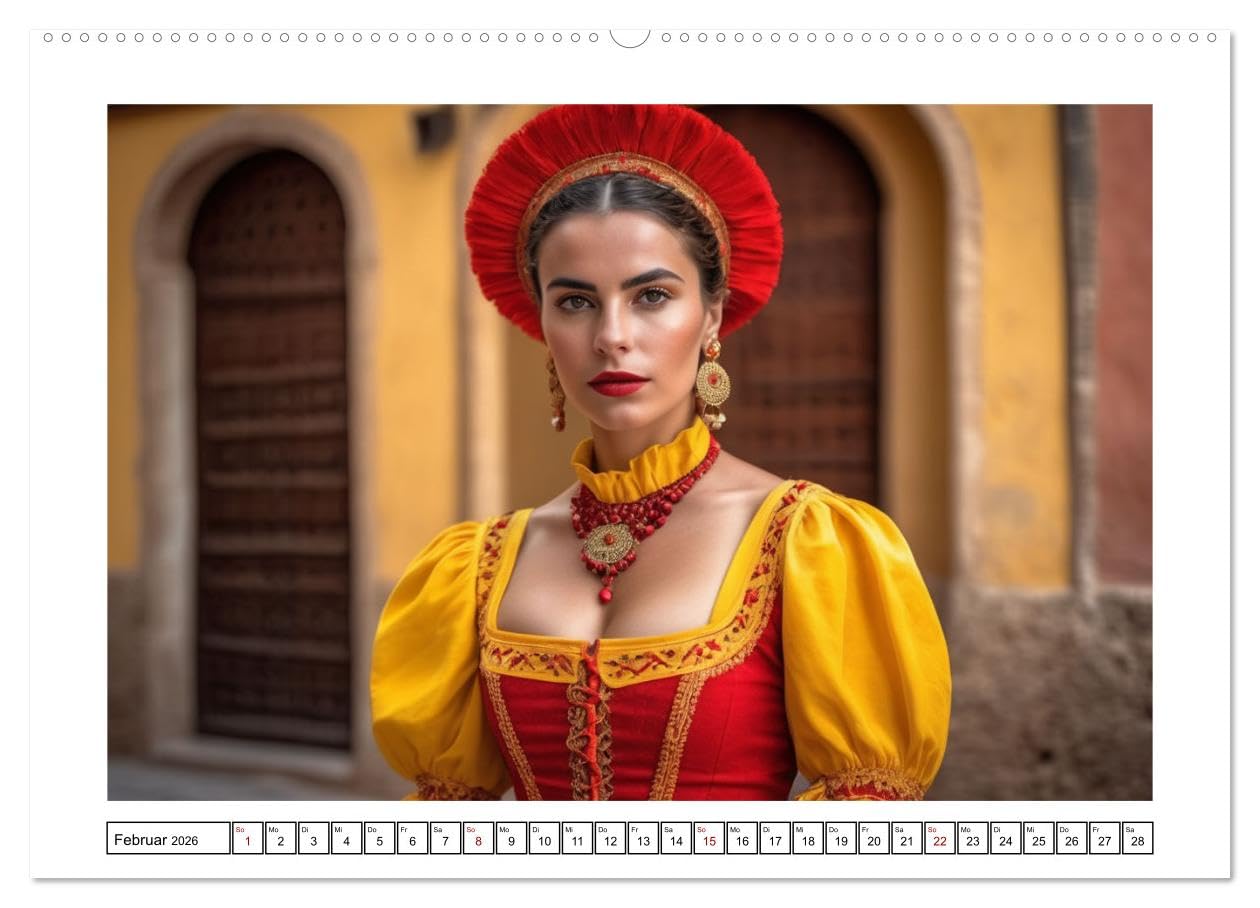 Farbenfrohe Frauenpower (hochwertiger Premium Wandkalender 2026 DIN A2 quer), Kunstdruck in Hochglanz: Traditionell geschmückte Damen aus aller Welt (CALVENDO Orte)