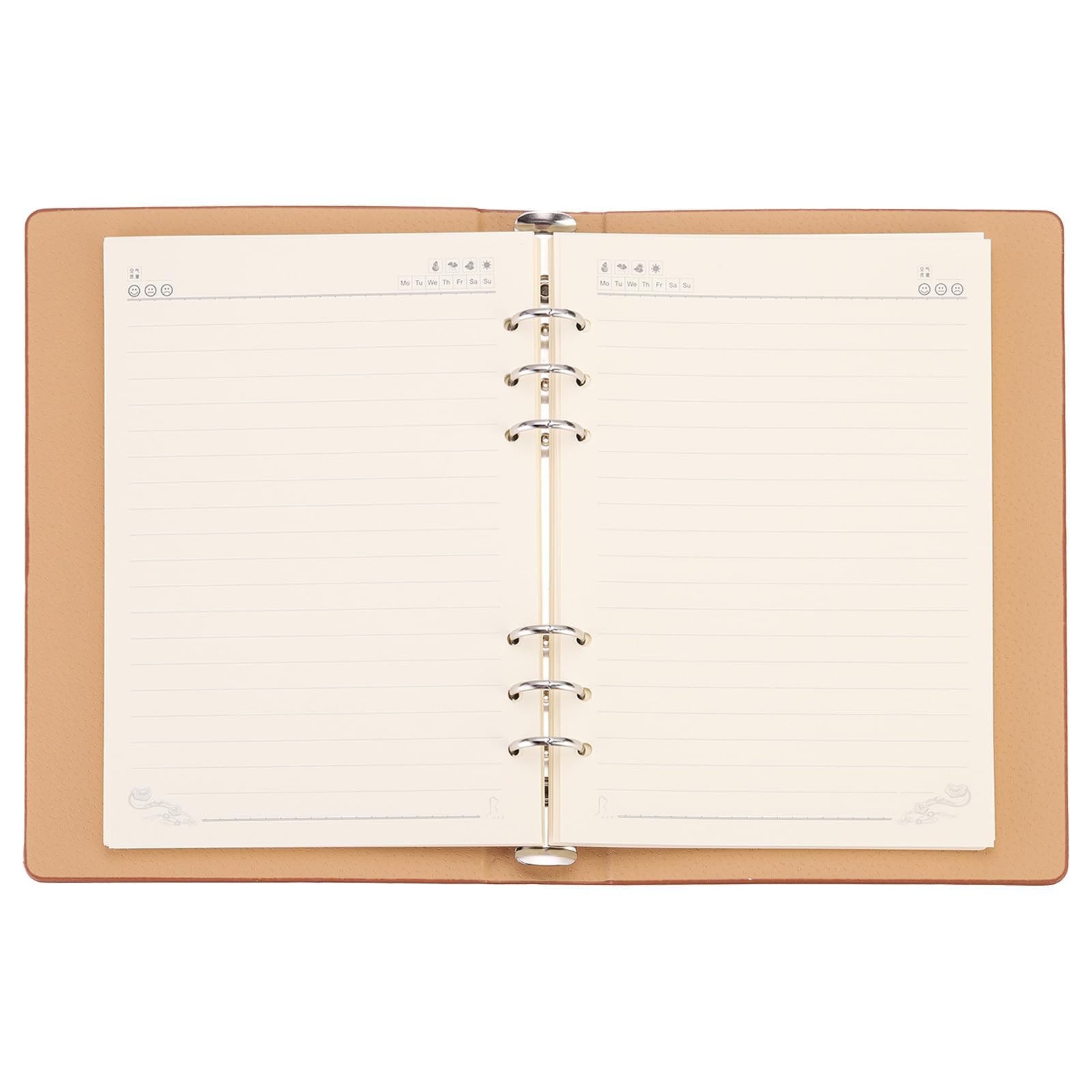 PATIKIL 6 Ring Binder Cover, 2 Pack A5 Leather Notebook Binder Mini Refillable Loose Leaf Personal Planner with 160 Sheets Paper, Brown - Image 4