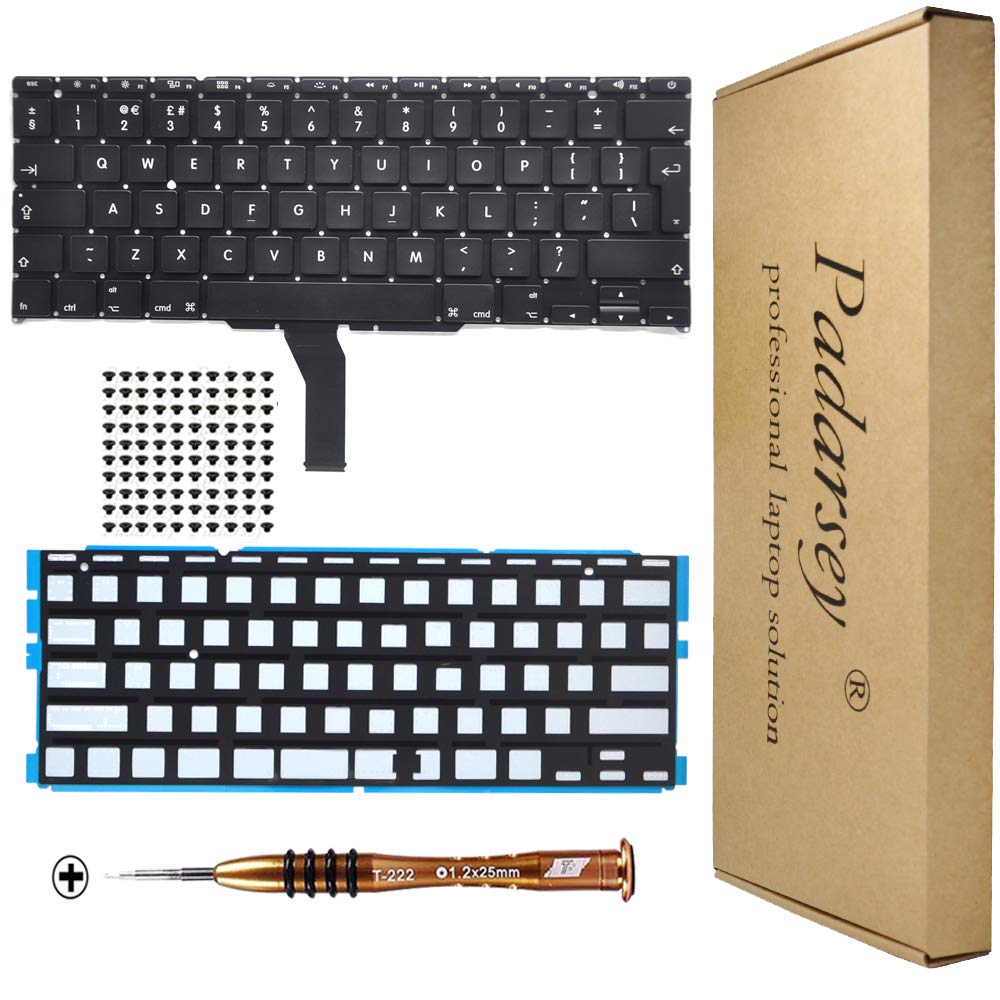 OLVINS Tastiera inglese sostitutiva per Macbook Air 11.5 A1370 (2011) A1465 (2012-2015) Tastiera britannica