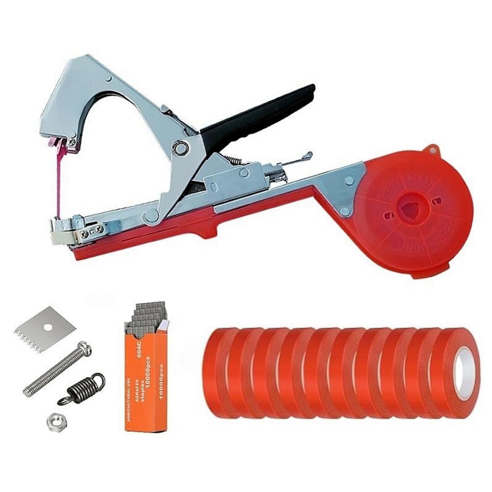 FHRKA Vineyard Tying Machine, Plant Tying Machine Gardening Plant Vine Tying Tool, Tie Up Vine Quickly and Easily, for Tomatoes/grapes/vegetable (10 Rolls of Tapes)