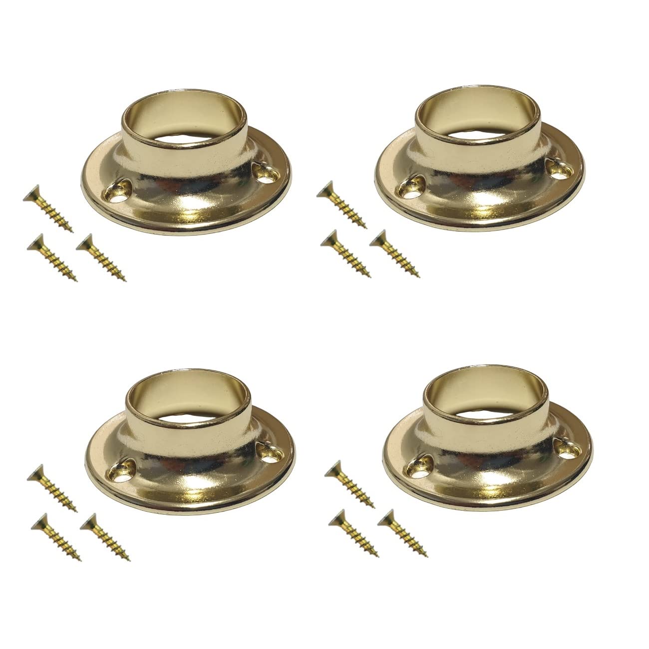 TERF® Polished Brass Curtain Wardrobe Rod Pole Holder Socket for Up to 25mm Diameter Curtain Rail Wall Mount Rod Pole Holder Shower Curtain Closet Lever Rail Socket with Fixing