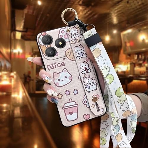 Phone Case Compatible with Blackview Wave 9C, Wrist Strap Cute Durable Shockproof Wristband Lanyard Phone Holder Back Cover Anti