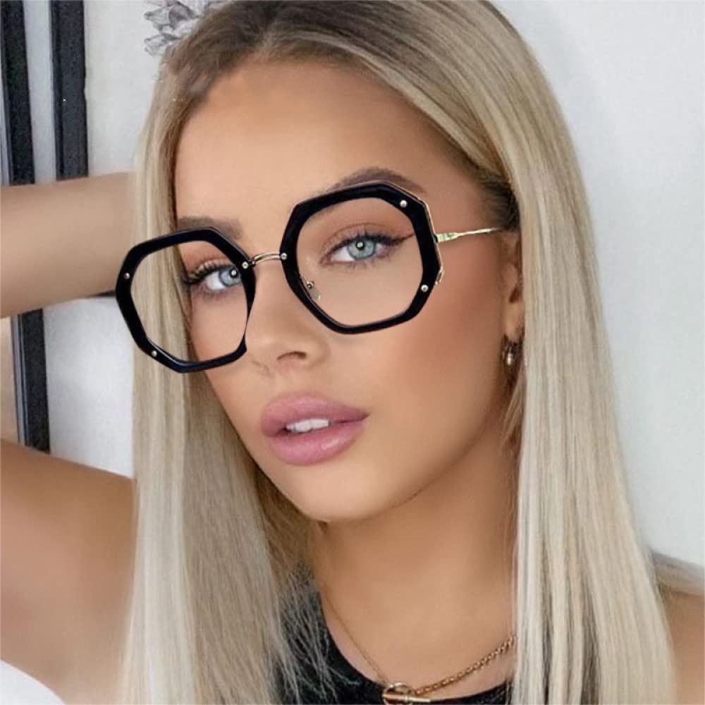 Retro Wielokąt Kwadratowe Kobiety Okulary Ramki Jasne Soczewki Okulary Zawias Wiosna Mężczyźni Okulary Ramki