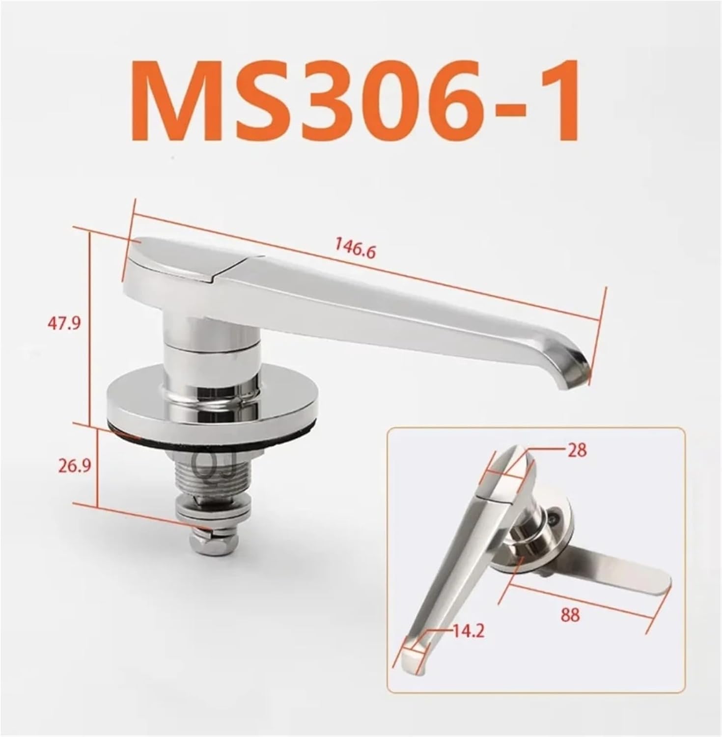 MS306 Handle Lock 316 Stainless Steel Door Lock Control Center Cabinet Door Lock Outdoor Cabinet Lock MS807 1Pcs(MS306-1)