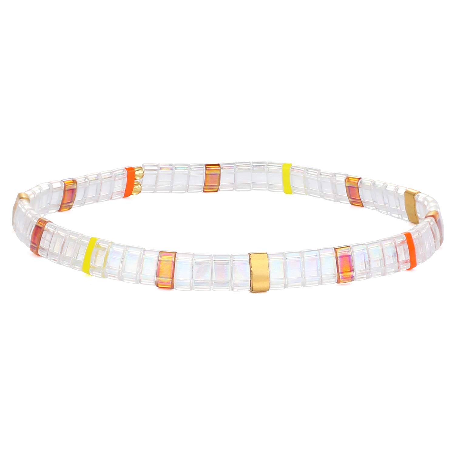 KELITCH Damen Tila Perlen Armbänder Bunte Strang Stretch Armbänder Mixed Freundschaftsarmbänder