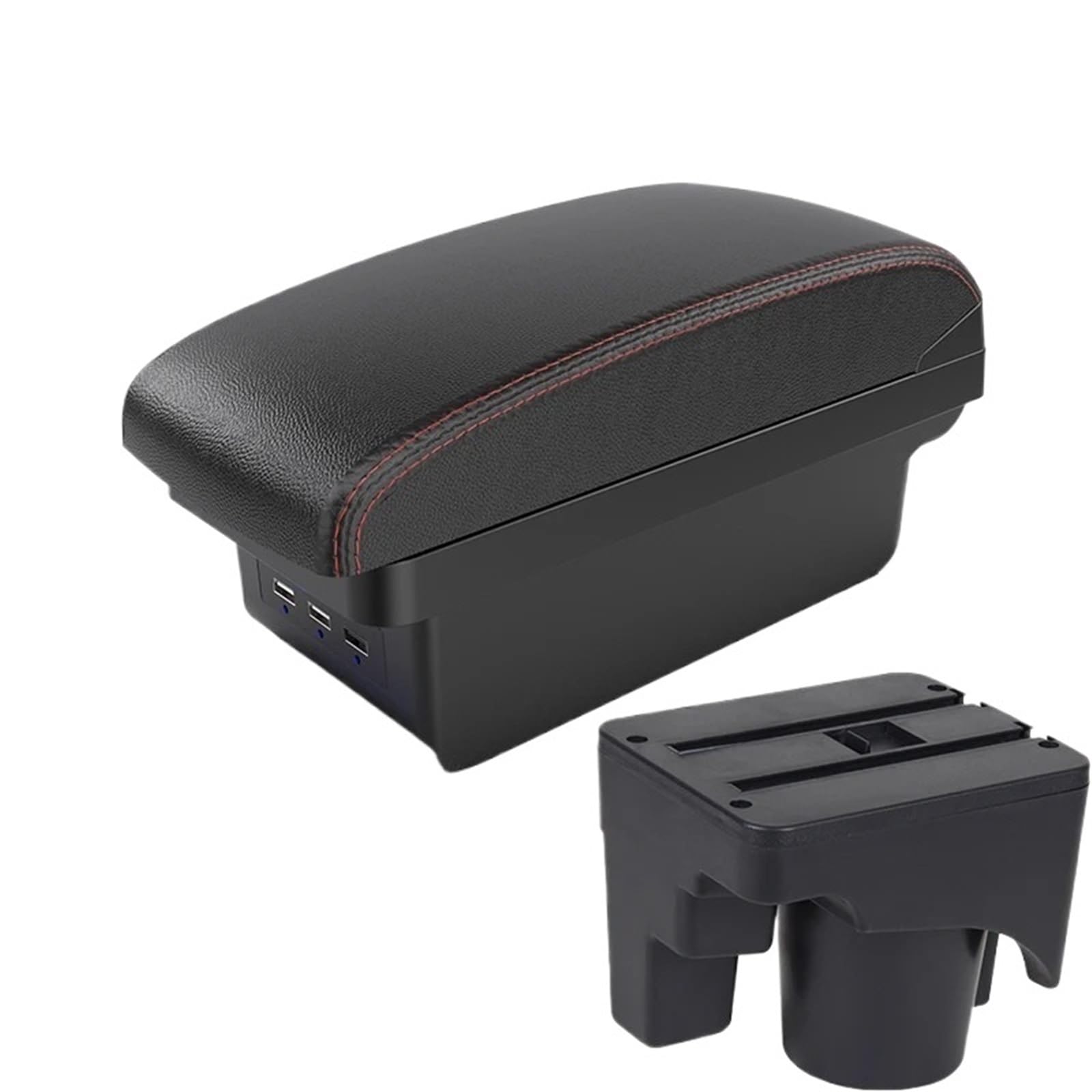 NOKRGQW Car Armrest Box For VW For Golf 6 For Golf 5 Mk6 MK5 For Jetta 5 Sagitar Car Armrest Storage Box(B1 Black red 3 USB)