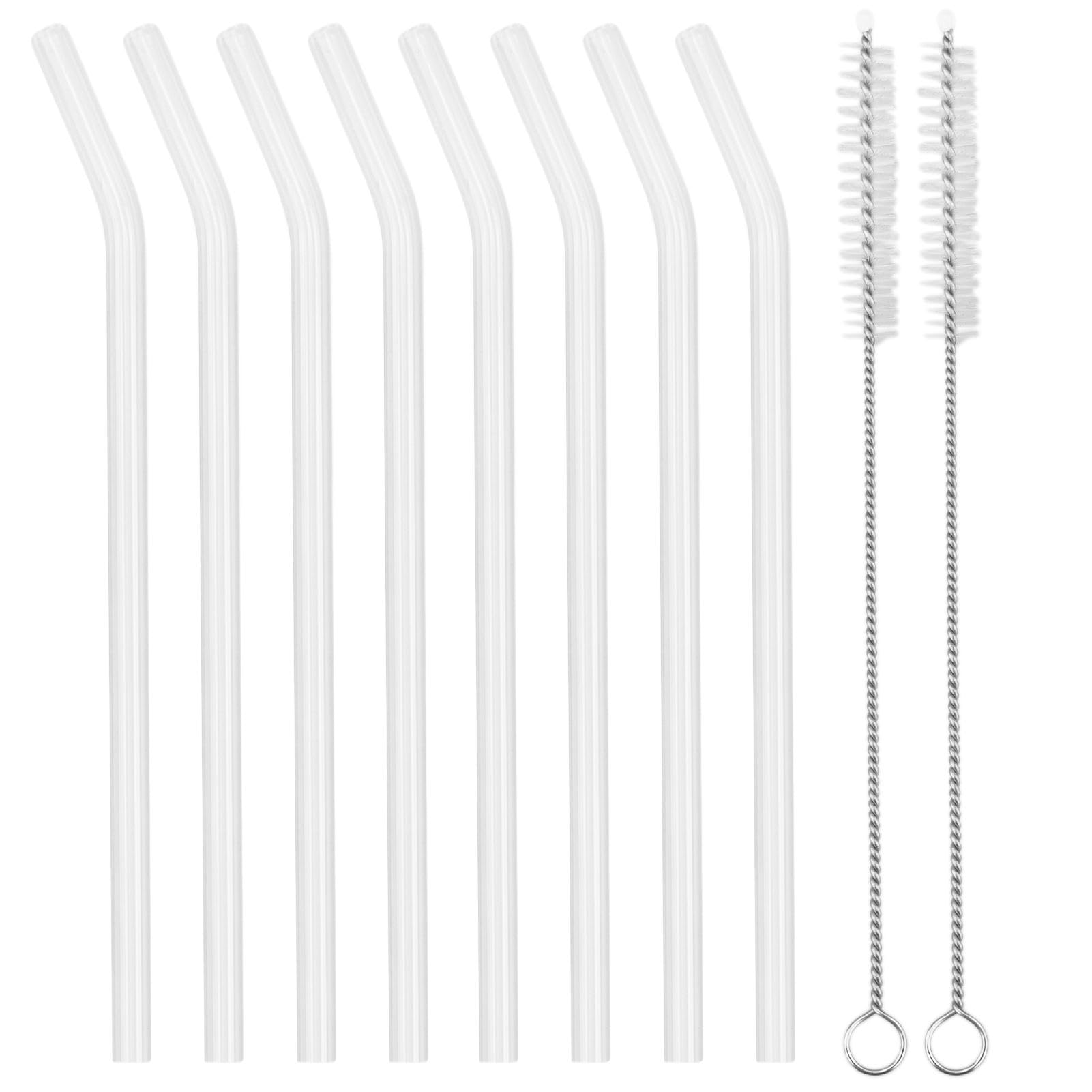 Pajitas de cristal reutilizables ecológicas - 8 piezas de 20 cm + 2PCS cepillo de limpieza ecológico - Sostenible - Pajitas de vidrio para batido, cóctel, smoothie