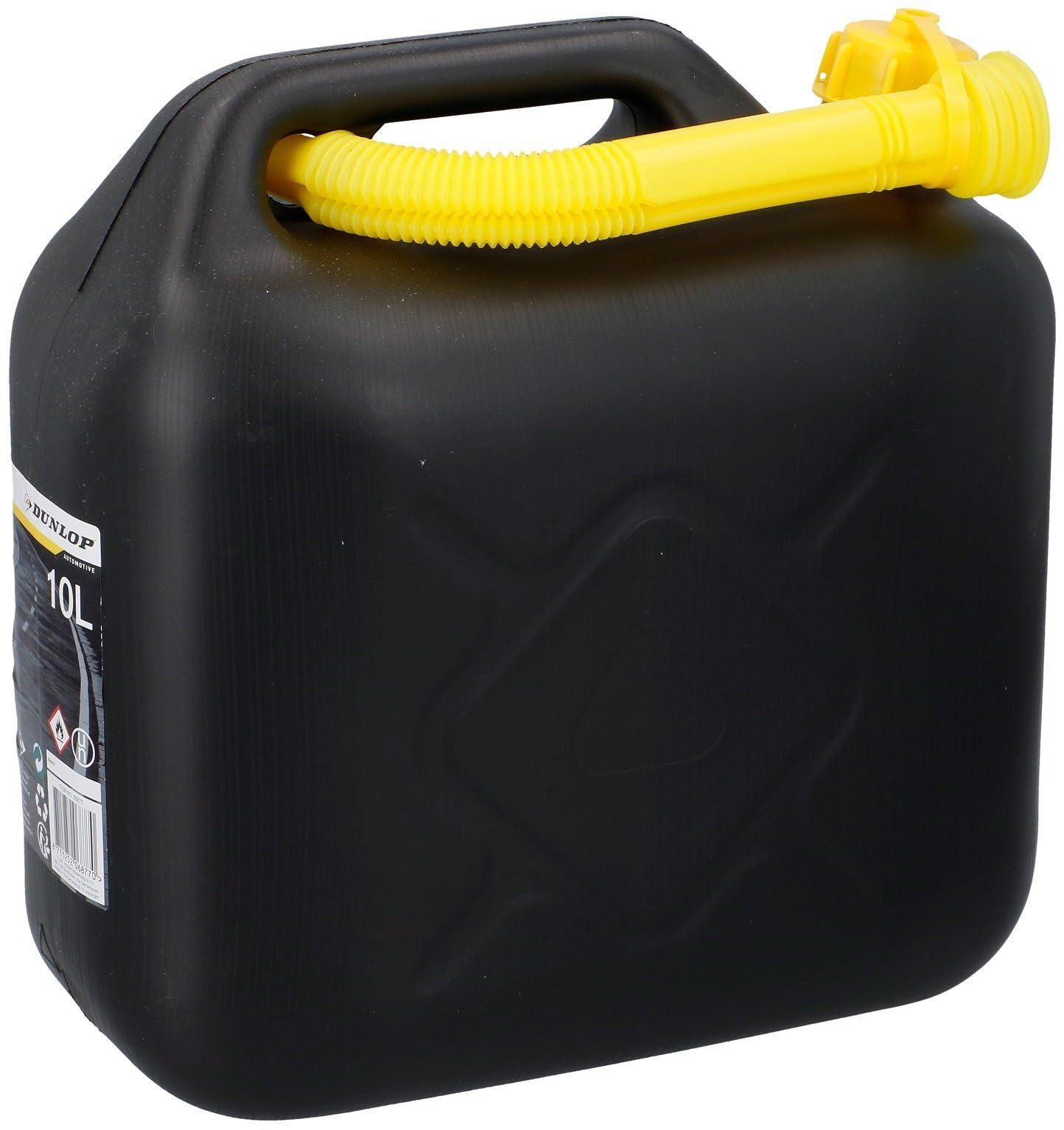 Dunlop Jerry Can 10L - Water and Petrol Can - UN-Certified for Dangerous Liquids - with Jerry Can Spout - Black/Yellow