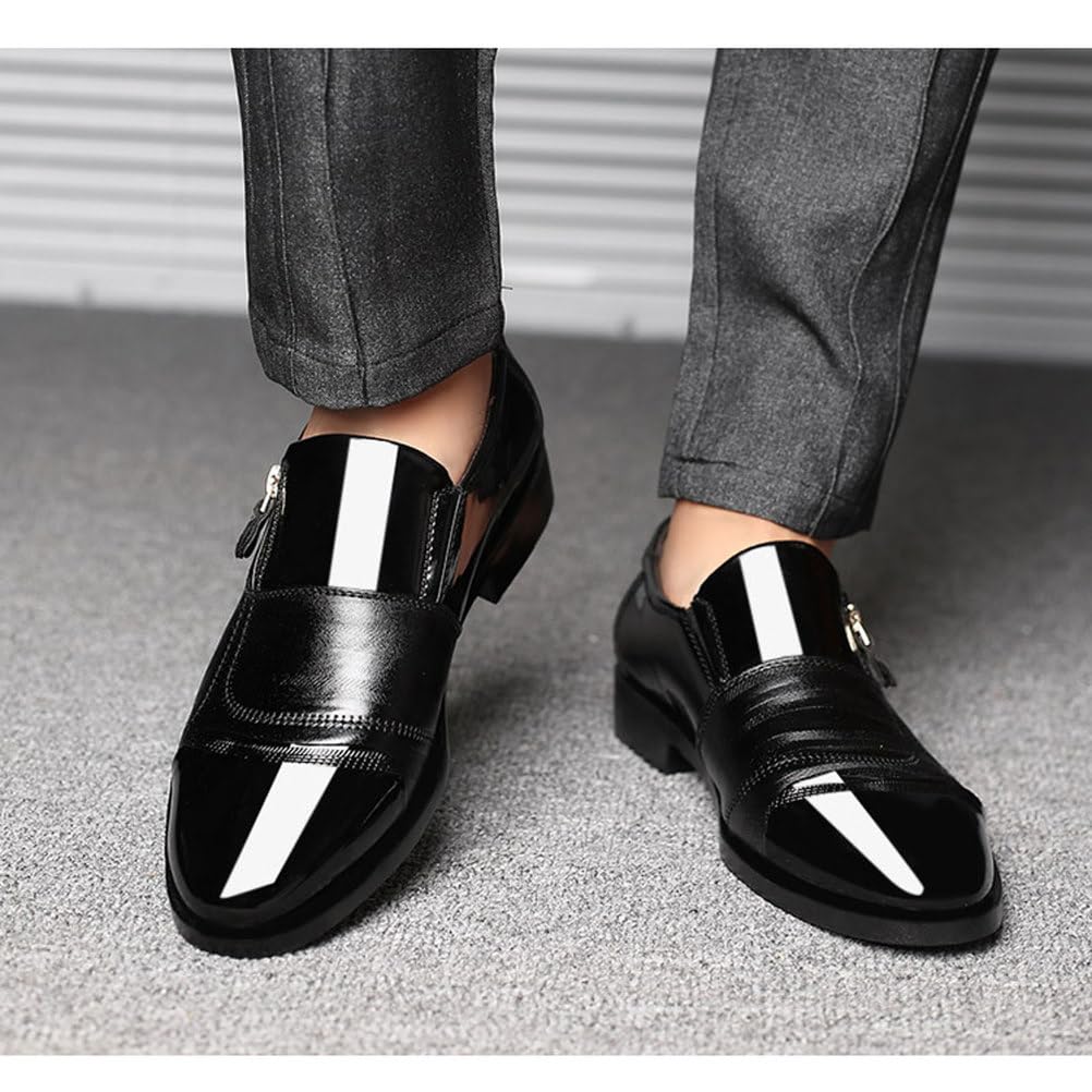 Mocassini Eleganti da Uomo in Pelle Verniciata Classici Stringati Business Scarpe Oxford da Sposa