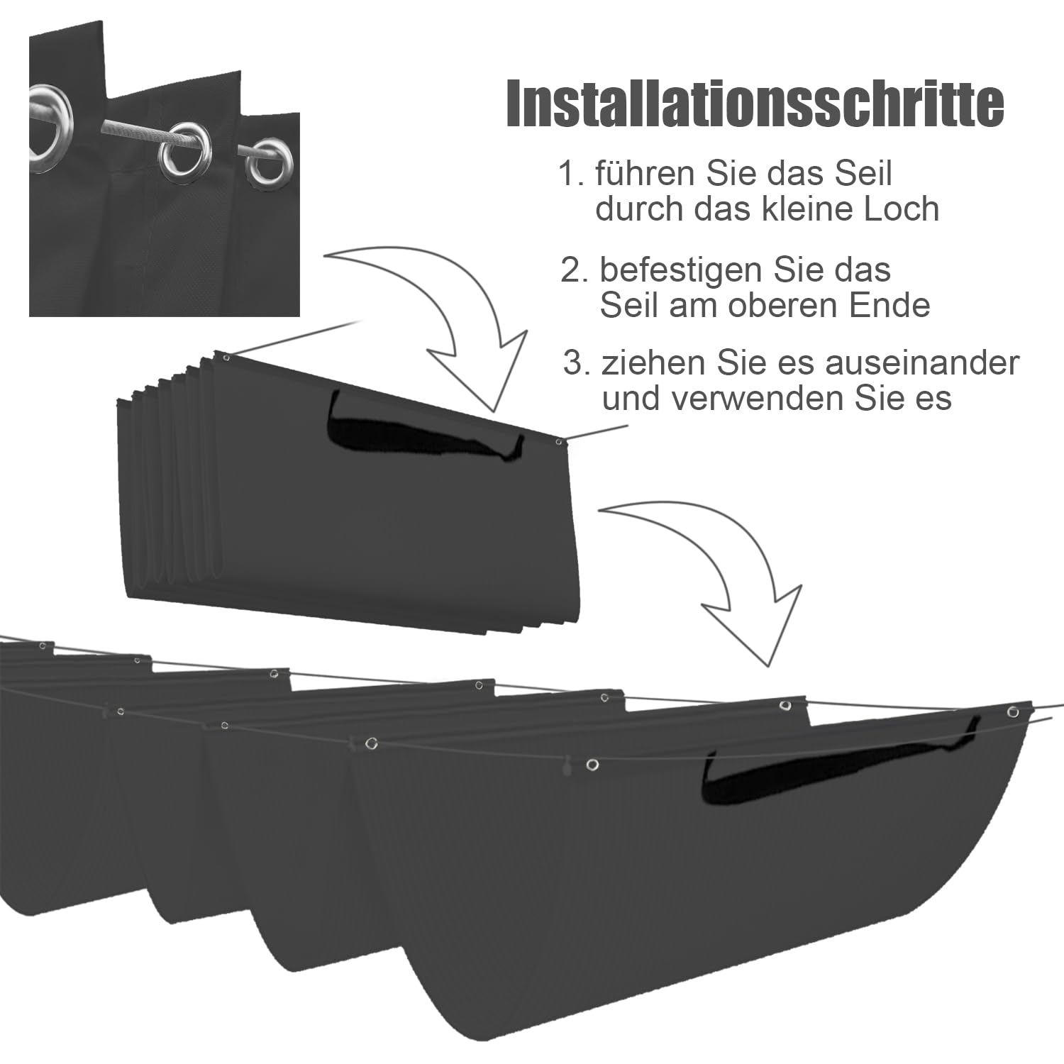 Einziehbare Welle Sonnensegel,Wellenmarkise Verstellbar Schutz vor UV-Strahlungen,Sonnenschutz,Wasserdicht,Garten,3.5x4.5M,Dunkelgrau