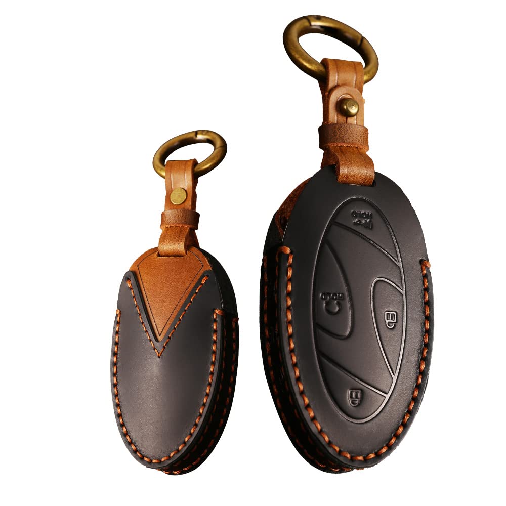 KUNIO Car Key Fob Cover for Hyundai Ioniq 6, Grandeur GN7, Kona 2023 - Leather Key Case with 5 Buttons - Black - Image 3