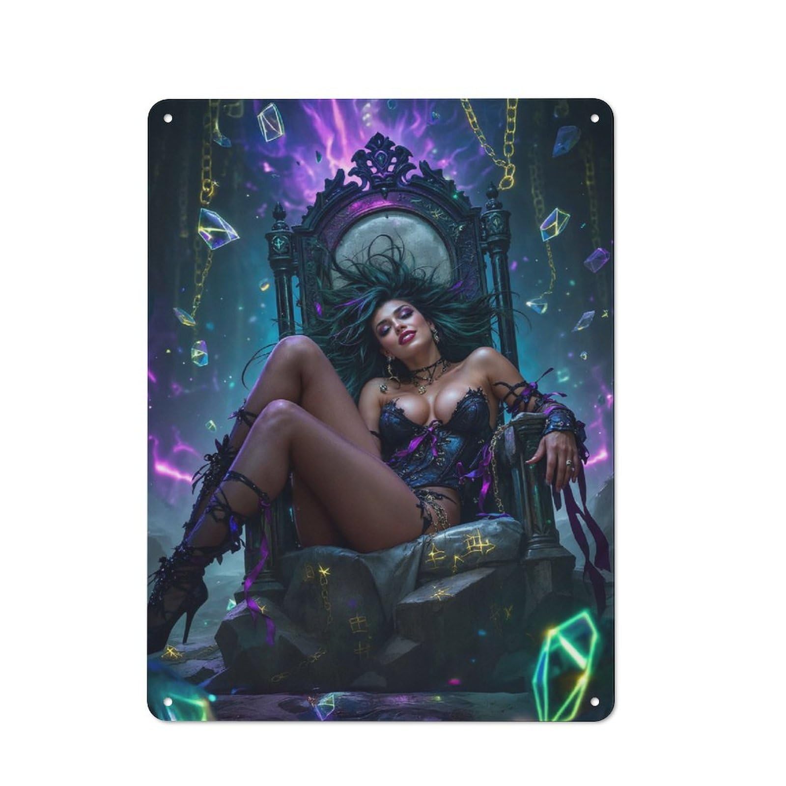 Vintage Metal Sign 40x30cm Featuring Dark Fantasy Queen, Home Bar Decor for Cafe, Pub, Workshop Or Home Bar