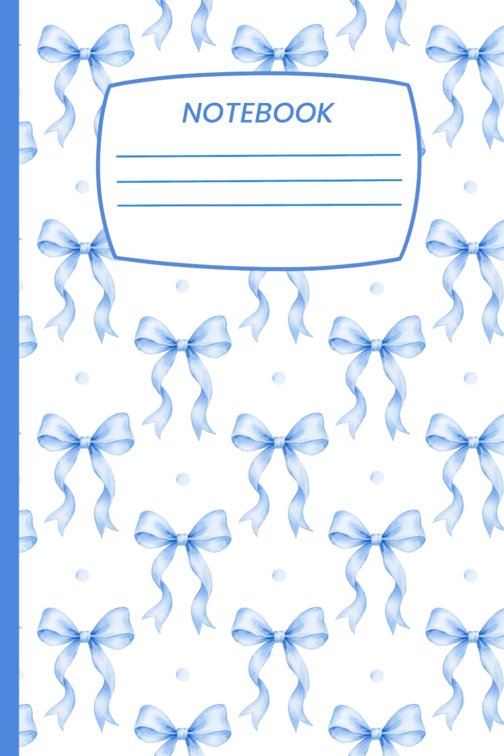 Blue Watercolor Bow Composition Notebook: Wide Ruled Lined Journal: Elegant Ribbon Cover for School, College, Office, Note Taking, Journaling, Writing and Everyday Organization
