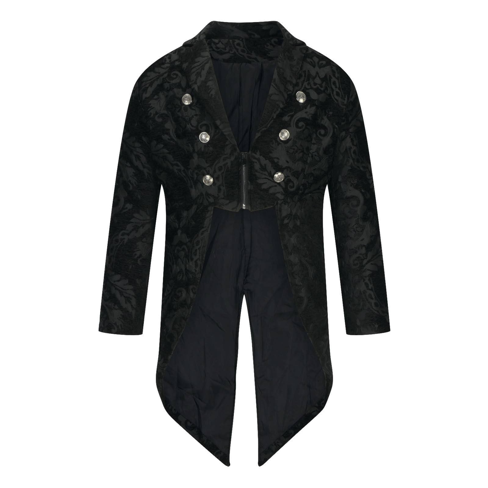 2025 Giacca Steampunk Frack Uomo Vendita, Doppiopetto Cappotto Da Uomo Gotico Tailcoat Irregolare Vittoriano Palazzo Abito Jacquard Cappotti Slim Fit Frac Medievale Smoking per Halloween Carnevale