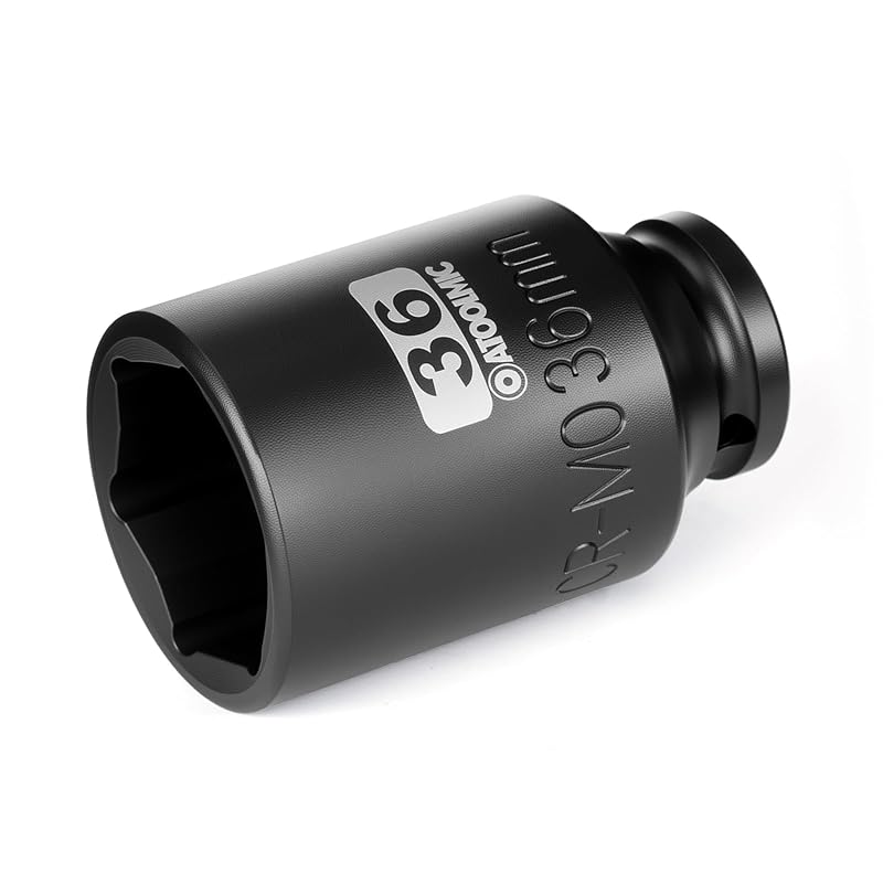 Soquete de Impacto Sextavado Profundo 36 mm com Encaixe de 12,7 mm (1/2 pol.) ATOOLMIC para Porca de Eixo