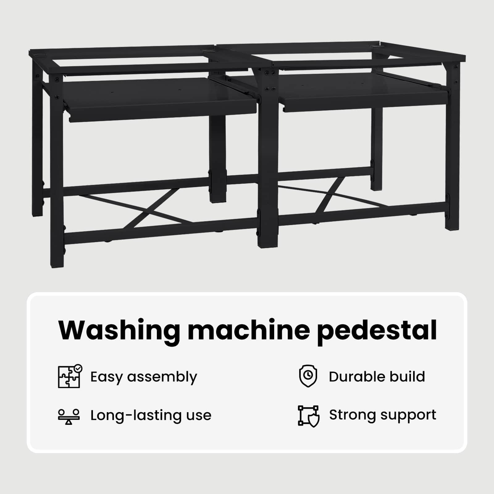 vidaXL Socle pour Machine à Laver 2 pcs Noir 120 x 56 x 52 cm Acier, Support de Machine à Laver Moderne, Ergonomique, rehausseur pour appareils, Accessoire Pratique de Nettoyage