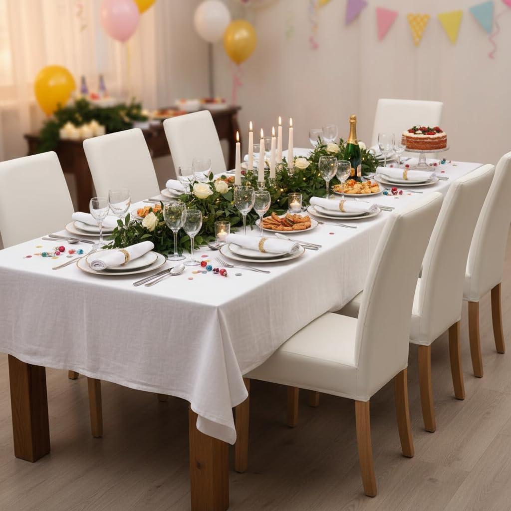 PU Faux Leather Waterproof Stretch Dining Chair Cover Chair Protector Slipcovers Covers (Cream, 4)