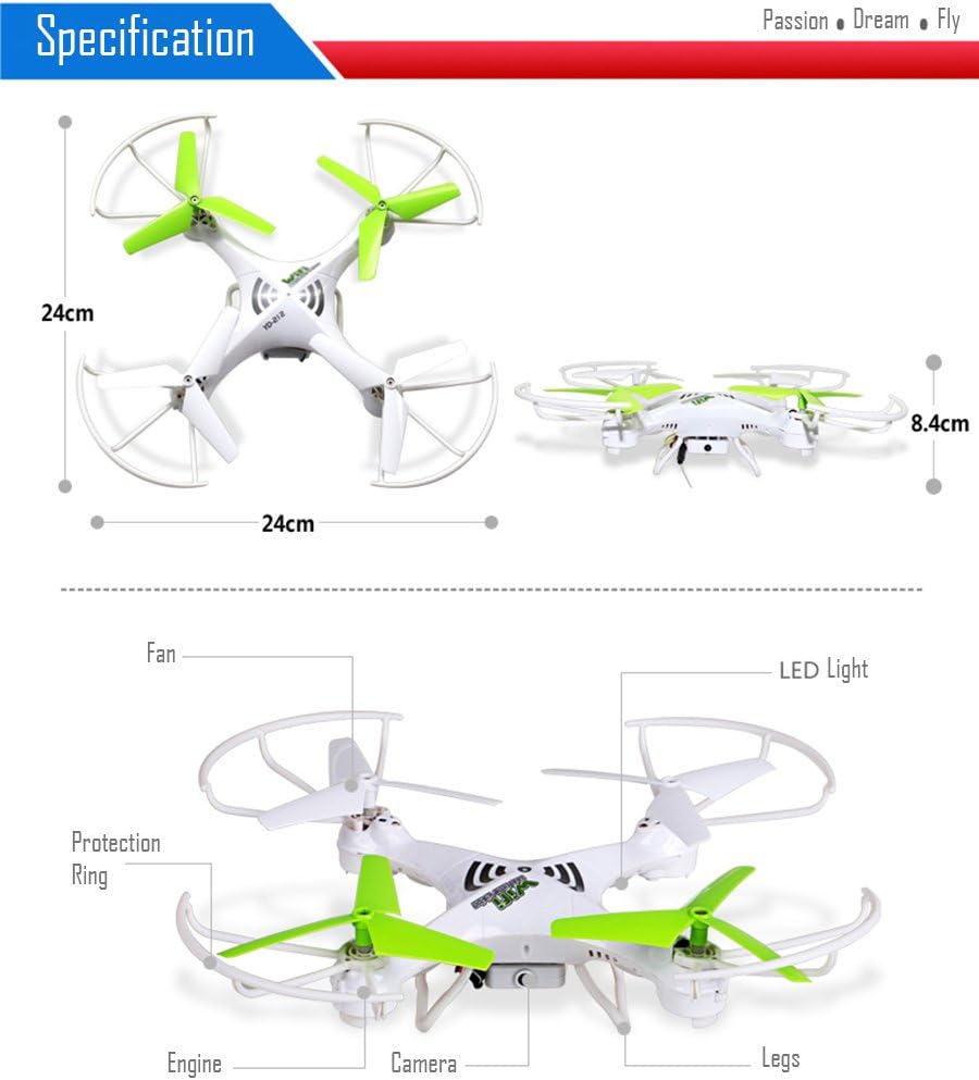 ATTOP Top Flyer Cyclone Remote Control Drone RC Quadcopter 2.4GHz 4-CH w Gyroscope, 360 Degree Flips, WiFi Camera, Mobile Remote Control, Long Flight Distance, Light Weight, Great Fun