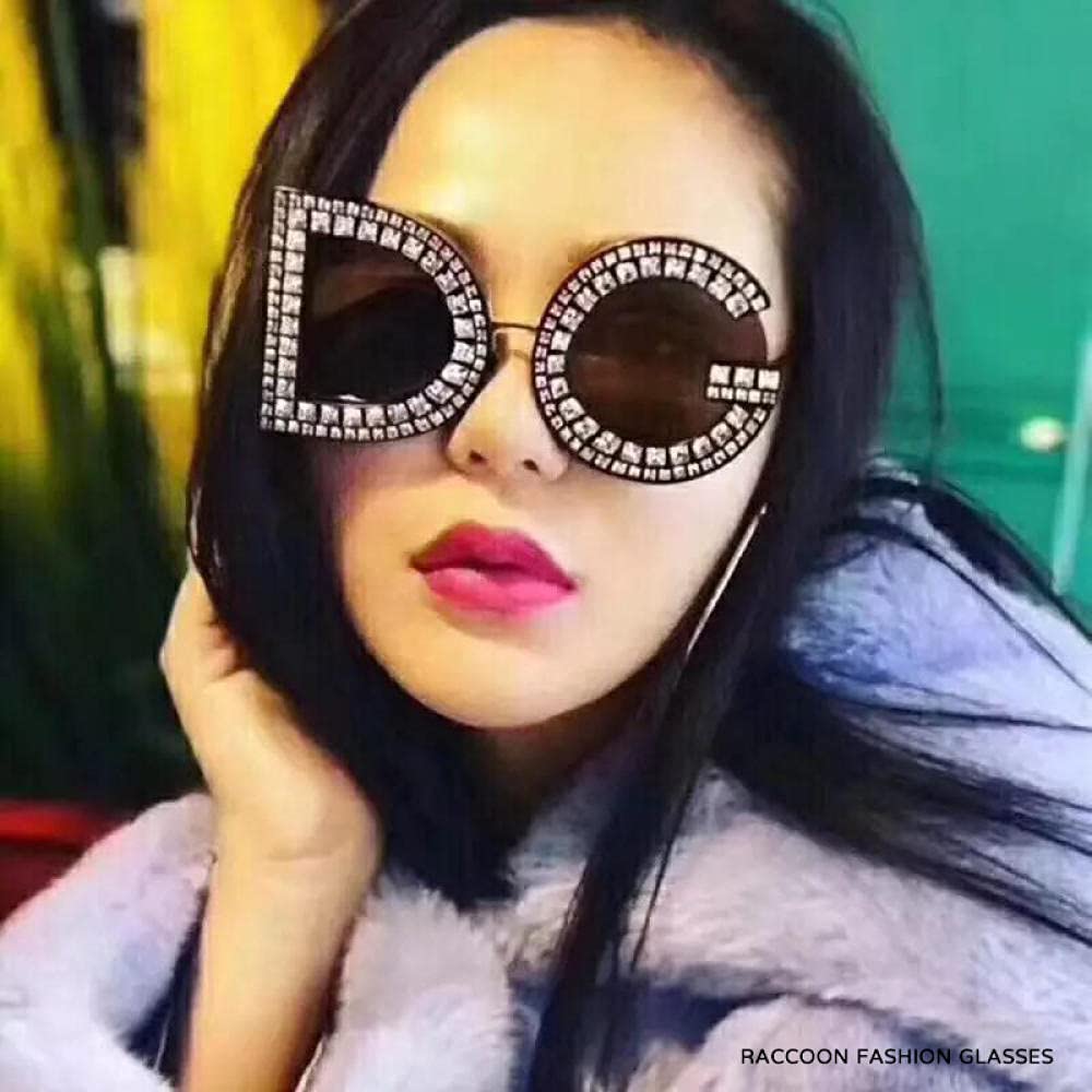 WQZYY&ASDCD Sonnenbrille Herren Damen Trend Letter Sonnenbrillen Weiblich Übergroße Sonnenbrillen Frauen Rahmen Brillen Flash Shades
