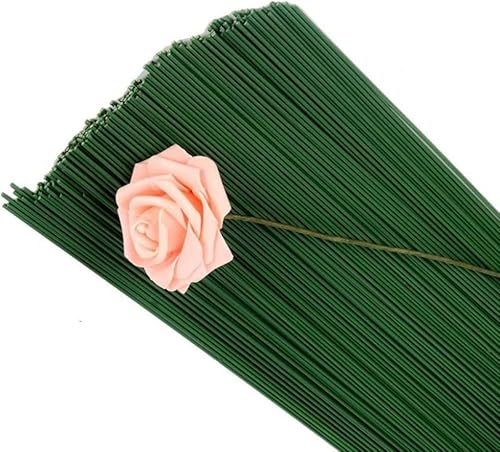 100 Pack Fil de Fer Fleur,Vert Stem Wire Floral Stem Fil,pour Artifical Fleurs Bouquet de Mariage Décorations Artisanat 40CM,pour Bouquet de Fleurs Artisanales Bricolage Emballage Tige Fleur Cover
