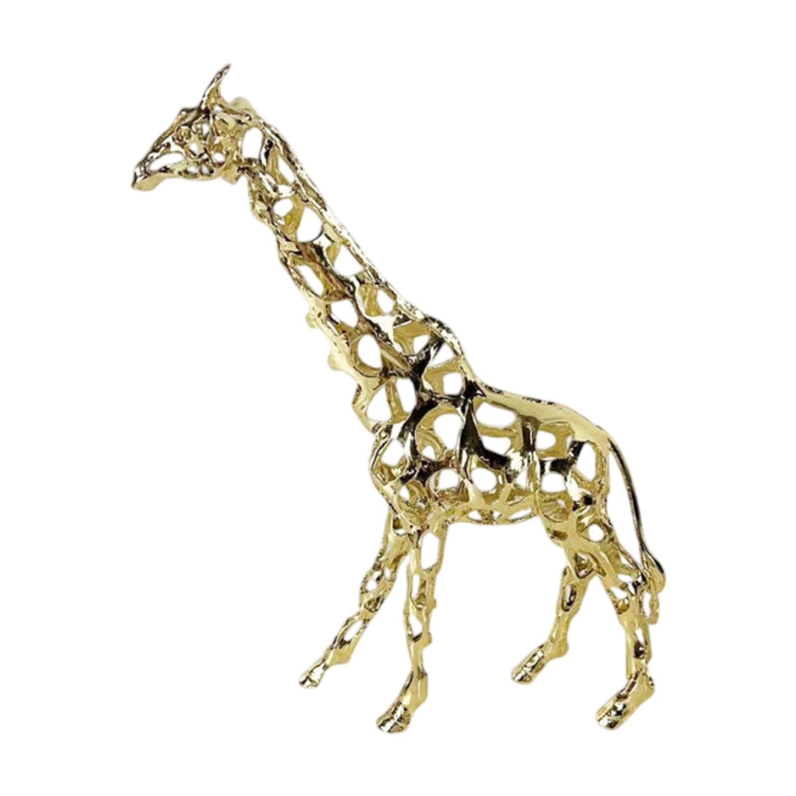 PIXZCSA for Creative Crafts Collectible Giraffe Metal Ornament Hollow Animal Sculpture Gift For Neighbors Bedroom Giraffe Statue