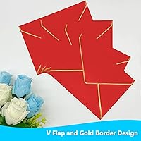 Vista 4 de Paquete de 50 sobres de 5 x 7 pulgadas para invitaciones con borde dorado, sobres autoadhesivos A7 con solapa en V para tarjetas de felicitación