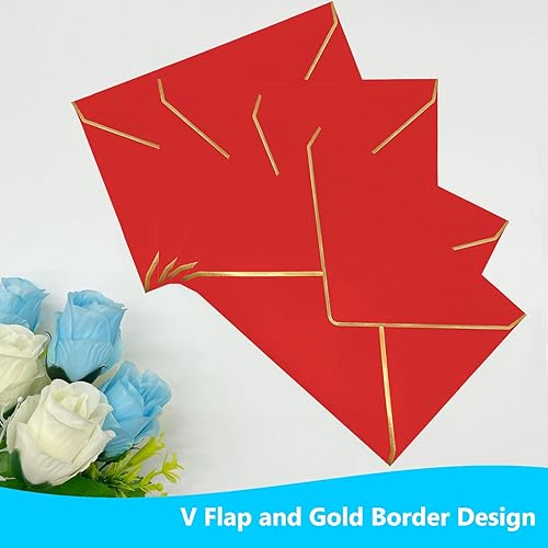 Miniatura 4 de Paquete de 50 sobres de 5 x 7 pulgadas para invitaciones con borde dorado, sobres autoadhesivos A7 con solapa en V para tarjetas de felicitación,