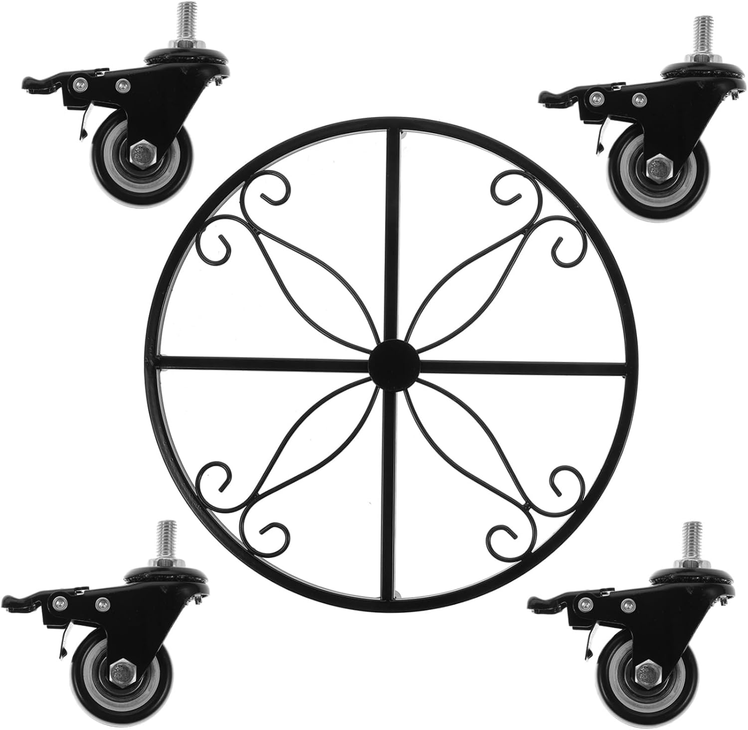 POPETPOP Plant Stand Wheel Iron Planter Bracket Universal Wheels for Flower Pots