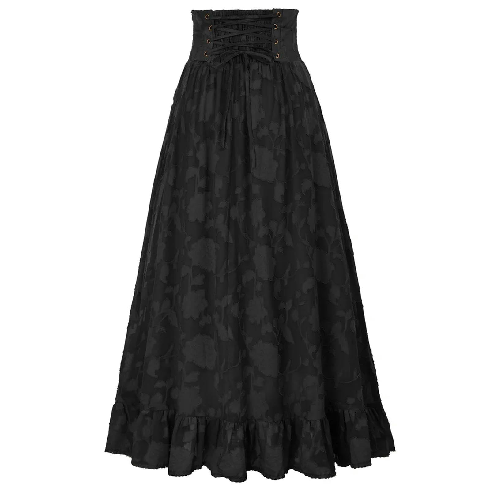 Jupe trapèze évasée Taille Haute Vintage pour Femme - Noir - L