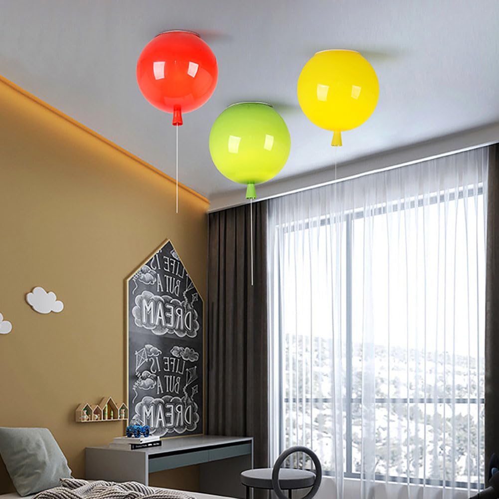 Kolorowa Balonowa Lampa Sufitowa Lampa do Pokoju Dziecięcego z Przełączaną Dekoracyjną Lampą Sufitową Nowoczesna Kreatywna Lampa Balonowa Kreskówka Chłopcy Dziewczynki Żyrandol,Red,25CM