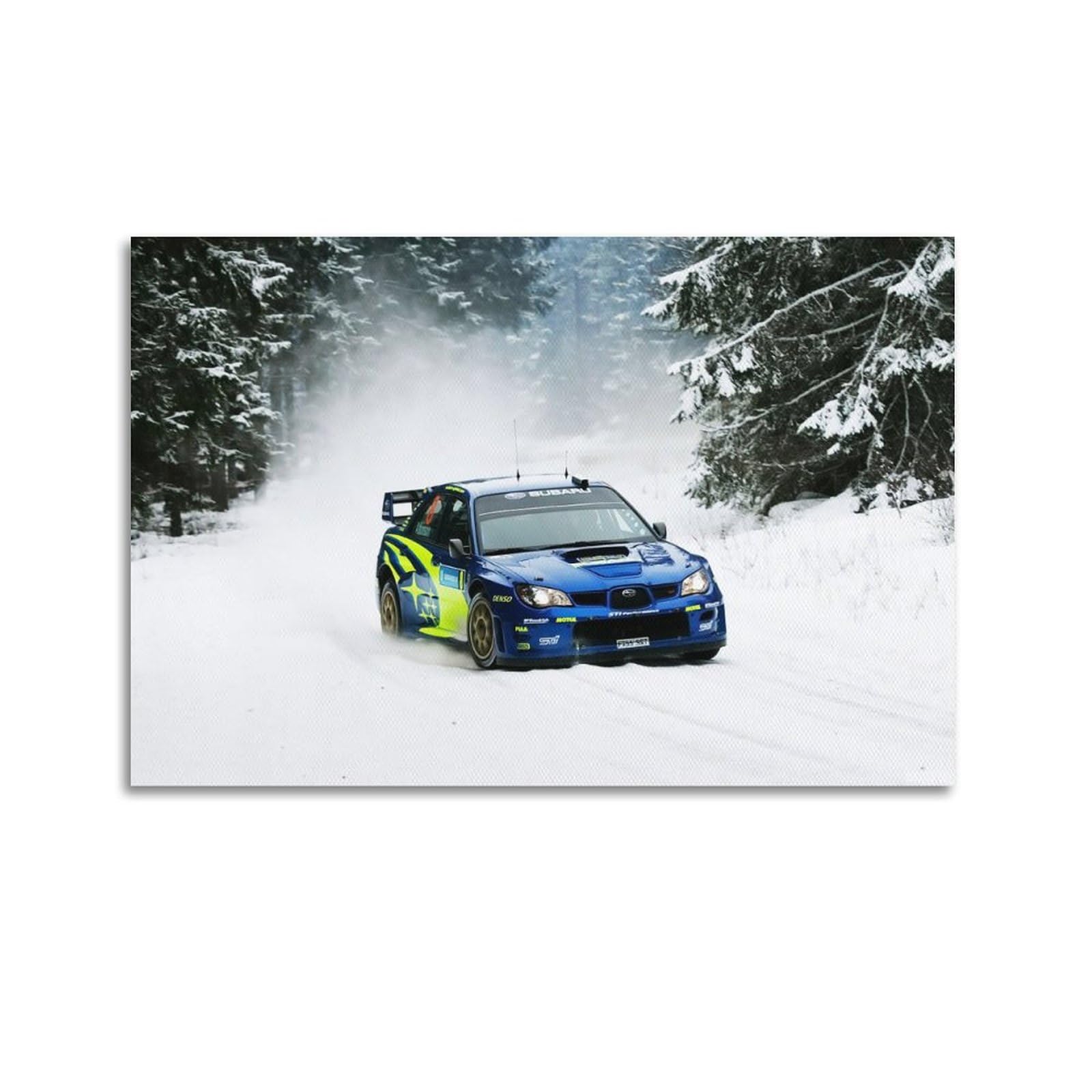 JONZA Rally Racing Car Poster for Subaru Impreza WRX STI in The Snow Decorative Painting Canvas Wall And Art Picture Family Bedroom Decor 24x36inch(60x90cm)